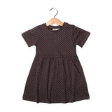GREY WITH WHITE POLKA DOTS PRINTED FROCK FOR GIRLS