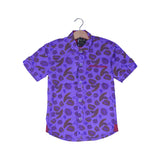 PURPLE LEAVES PRINT HALF SLEEVES SHIRT FOR BOYS