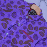 PURPLE LEAVES PRINT HALF SLEEVES SHIRT FOR BOYS