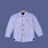 WHITE WITH MULTI LINES FULL SLEEVES SHIRT FOR BOYS