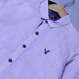 PURPLE WITH MULTI LINES FULL SLEEVES SHIRT FOR BOYS