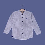 CREAM WITH BLUE LINES FULL SLEEVES SHIRT FOR BOYS