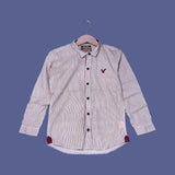 CREAM WITH MAROON LINES FULL SLEEVES SHIRT FOR BOYS