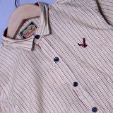 CREAM WITH MAROON LINES FULL SLEEVES SHIRT FOR BOYS