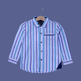 BLUE MULTI LINES FULL SLEEVES SHIRT FOR BOYS