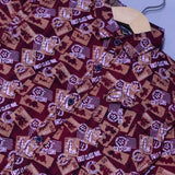 MAROON FIRST CLASS PRINT FULL SLEEVES SINGLE POCKET SHIRT