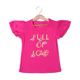 BLUSH PINK FULL OF LOVE PRINTED T-SHIRT TOP FOR GIRLS