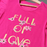 BLUSH PINK FULL OF LOVE PRINTED T-SHIRT TOP FOR GIRLS