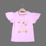 PINK FULL OF LOVE PRINTED T-SHIRT TOP FOR GIRLS