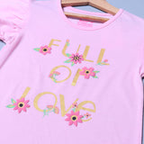 PINK FULL OF LOVE PRINTED T-SHIRT TOP FOR GIRLS