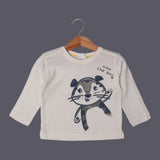 WHITE SUPER G'DAY BRO MOUSE PRINTED FULL SLEEVES T-SHIRT