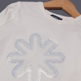 WHITE GLITTER STAR FULL SLEEVE T-SHIRT FOR GIRLS