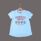 SKY BLUE FAVORITE APPS PRINTED T-SHIRT TOP FOR GIRLS