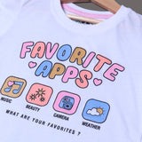 WHITE FAVORITE APPS PRINTED T-SHIRT TOP FOR GIRLS