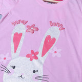 PINK COLD SHOULDER HONEY BUNNY PRINTED T-SHIRT TOP FOR GIRLS