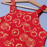 RED VEGETABLES PRINTED COTTON TERRY FABRIC DUNAGREE