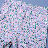 MULTI FLOWERS PRINT RIBBED FABRIC 3 QUARTER PAJAMA TROUSER