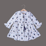 WHITE COTTON FABRIC DESIGN PRINTED TOP FROCK FOR GIRLS