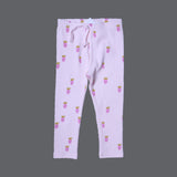 PINK STRAWBERRY PRINT RIBBED FABRIC PAJAMA TROUSER