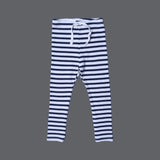 WHITE WITH BLUE STRIPES KNOT RIBBED FABRIC PAJAMA TROUSER