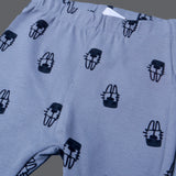 GREY SEA LION FACE PRINT RIBBED FABRIC PAJAMA TROUSER