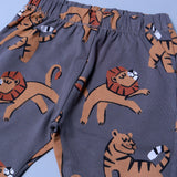 GREY LION & TIGER PRINT JERSY FABRIC PAJAMA TROUSER