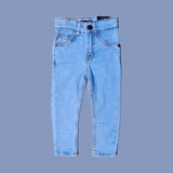 LIGHT BLUE PLAIN DENIM JEANS BACK DOUBLE POCKETS FOR KIDS