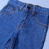 BLUE PLAIN DENIM JEANS BACK DOUBLE POCKETS FOR KIDS