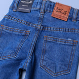 BLUE PLAIN DENIM JEANS BACK DOUBLE POCKETS FOR KIDS