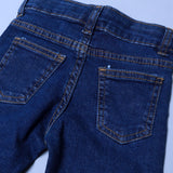 DARK BLUE PLAIN DENIM JEANS BACK DOUBLE POCKETS FOR KIDS