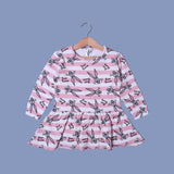 PINK & WHITE BUGS BUNNY PRINT TERRY FABRIC FROCK