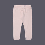 CREAM WITH KNOT BOTTOM FRIL THERMAL FABRIC PLAIN PAJAMA TROUSER