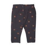 DARK GREY HEAVY RIBBED FABRIC BEAR FACE PRINTED PAJAMA / TROUSER