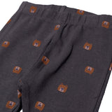 DARK GREY HEAVY RIBBED FABRIC BEAR FACE PRINTED PAJAMA / TROUSER