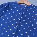 ROYAL BLUE STARS PRINT COTTON JERSY FABRIC FULL BODY FULL SLEEVES ROMPER