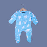 SKY BLUE POLAR BEAR PRINT FULL BODY FULL SLEEVES ROMPERS