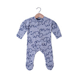 GREY ELEPHANT PRINT FULL BODY FULL SLEEVES ROMPERS