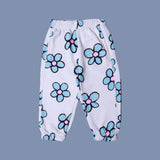 WHITE BIG FLOWERS PRINT JOGGER PANTS TROUSER FOR WINTERS