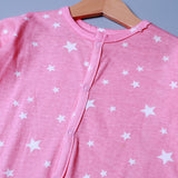 PINK STARS PRINT COTTON JERSY FABRIC FULL BODY FULL SLEEVES ROMPER