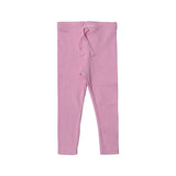 BABY PINK WITH KNOT RIBBED FABRIC PLAIN PAJAMA TROUSER