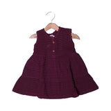 DARK MAROON SLEEVES LESS COTTON FABRIC FROCK FOR GIRLS