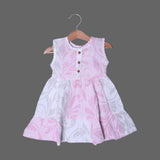 PINK & WHITE SLEEVES LESS COTTON FABRIC FROCK FOR GIRLS