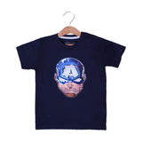 NAVY BLUE HERO PRINTED HALF SLEEVES T-SHIRT FOR BOYS