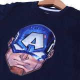 NAVY BLUE HERO PRINTED HALF SLEEVES T-SHIRT FOR BOYS