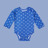 BLUE STARS PRINT COTTON JERSY FABRIC HALF BODY FULL SLEEVES ROMPER