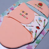 PEACH COCOMELON PRINTED FOAM FILLED SWADDLE BLANKET & HAT SET