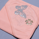 PEACH "GLITTER BUTTERFLY" PRINTED HAT SWADDLE WRAP