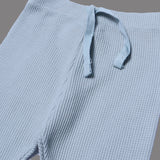 TURQOUISE BLUE WITH KNOT THERMAL FABRIC BOTTOM FRIL PLAIN PAJAMA TROUSER