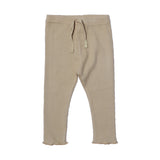 TAN BROWN WITH KNOT THERMAL FABRIC BOTTOM FRIL PLAIN PAJAMA TROUSER