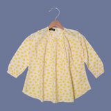 LIME WITH YELLOW SPOTS PRINTED TOP FROCK FOR GIRLS